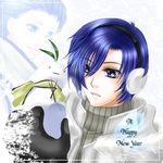  blue_hair coat earmuffs lowres mochizuki_ryouji multiple_boys persona persona_3 silver_eyes snowman winter yuuki_makoto 