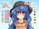  bad_id bad_pixiv_id blue_hair flower_pot food fruit hat hinanawi_tenshi long_hair parody partially_translated peach red_eyes serizawa_mutsuki solo tomak touhou translation_request what 