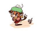  animal animal_on_head baku_taso cat cat_on_head chen chibi fang on_head scarf solo touhou 