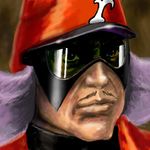 70s battan face facial_hair gatchaman goggles hat lowres male_focus mask mustache oldschool realistic red_impulse solo washio_kentaro 
