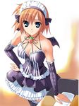  breasts bustier carrot cleavage dress highres smile waitress wings 
