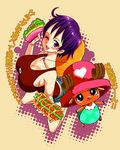  artist_request breasts cleavage genderswap genderswap_(mtf) hat large_breasts luffyko one_piece pink_hat purple_hair scar short_hair short_shorts shorts straw_hat tony_tony_chopper top_hat translated 