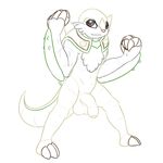  anthro balls chesnaught claws erection looking_at_viewer male mammal muscular nintendo nude penis pok&eacute;mon posexe simple_background smile solo video_games white_background 