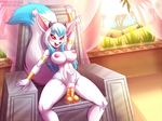  2015 anthro breasts dildo female horn mammal nipples penetration prince_vaxis pussy pussy_juice sallyhot sex_toy sitting throne vaginal 