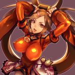  breasts brown_hair detached_sleeves guilty_gear guilty_gear_xrd impossible_clothes kin_mokusei kuradoberi_jam large_breasts solo 