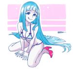  :q akairiot bare_shoulders bikini blue_hair breasts cleavage high_heels large_breasts long_hair looking_at_viewer me!me!me! meme_(me!me!me!) sitting smile solo striped striped_bikini swimsuit thighs tongue tongue_out very_long_hair wariza 