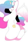  2014 anthro areola big_breasts big_butt breasts butt cutie_mark equine female friendship_is_magic hair hair_over_eye hand_behind_head hand_on_butt horn horse mammal my_little_pony nipples nude pink_eyes princess_celestia_(mlp) redx331 side_boob solo tongue tongue_out white_body wings 