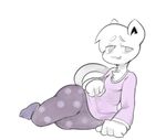  chest_tuft clothing fur leadshoes leo_(vg_cats) male monochrome pajamas pink_shirt purple_pants smile solo_focus teeth tired tuft vg_cats wide_hips 