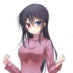  1girl black_hair character_request copyright_request heterochromia highres long_hair piripun smile solo 