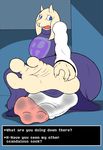  2015 3_toes anthro breasts caprine clothing female foot_focus goat legwear mammal mother parent simple_background socks solo toes undertale zp92 