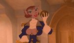 big_breasts breasts brown_hair captain_amelia cleavage clothed clothing feline female green_eyes hair mammal photoshop solo treasure_planet 