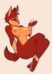  anthro big_breasts big_butt breasts butt canine female kanel kemono looking_at_viewer mammal martini nipples nude simple_background smile 