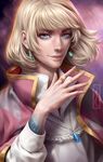  androgynous blonde_hair blue_eyes earrings highres howl_(howl_no_ugoku_shiro) howl_no_ugoku_shiro jewelry kotikomori male_focus pendant ring solo upper_body 