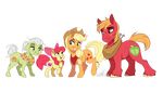  2015 alpha_channel apple_bloom_(mlp) applejack_(mlp) bandanna big_macintosh_(mlp) blonde_hair brother cutie_mark dennybutt earth_pony equine female feral friendship_is_magic fur granny_smith_(mlp) green_eyes green_fur grey_hair grin group hair horse male mammal my_little_pony open_mouth orange_eyes orange_fur pony raised_hoof red_fur red_hair sibling simple_background sisters smile transparent_background yellow_fur 