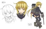  :&lt; :o ? black_legwear black_serafuku blonde_hair blush cannon character_name expressions from_behind hair_ribbon hayashi_naoharu kantai_collection loafers long_hair long_sleeves looking_at_viewer looking_away looking_back low_twintails machinery multiple_views necktie open_mouth parted_lips ribbon sailor_collar satsuki_(kantai_collection) school_uniform serafuku shoes simple_background sketch thighhighs torpedo trigger_discipline turret twintails very_long_hair white_background white_neckwear yellow_eyes 
