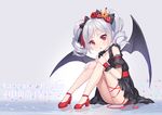  bad_id bad_pixiv_id bat_wings character_name drill_hair full_body idolmaster idolmaster_cinderella_girls kanzaki_ranko long_hair mio-muo1206 no_socks open_mouth red_eyes ripples silver_hair solo twin_drills twintails wings 