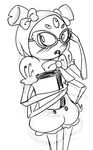  arachnid arthropod blush eyewear fangs female glasses monochrome muffet multi_limb multiple_eyes pigtails solo spider undertale unknown_artist 