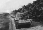  greyscale ground_vehicle military military_vehicle monochrome motor_vehicle nature no_humans original pochi_(poti1990) tank tank_focus type_97_chi-ha 