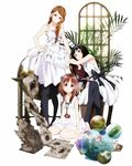  animal artist_request black_legwear book dress fish galilei_donna globe goldfish hazuki_ferrari hozuki_ferrari kazuki_ferrari looking_at_viewer multiple_girls official_art pantyhose plant siblings simple_background sisters sitting standing wariza white_background window 