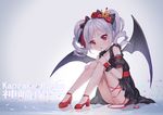  bad_id bad_pixiv_id bat_wings character_name drill_hair full_body idolmaster idolmaster_cinderella_girls kanzaki_ranko long_hair mio-muo1206 no_socks open_mouth red_eyes ripples silver_hair solo twin_drills twintails wings 