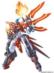  fire kuzuryuu_kennosuke mecha no_humans original robot weapon wings 