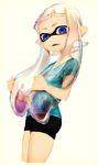  absurdres bike_shorts domino_mask fangs highres inkling long_hair looking_at_viewer mask open_mouth pointy_ears puchiman simple_background solo splatoon_(series) splatoon_1 tentacle_hair transparent 