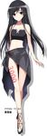  accel_world antenna_hair black_eyes black_hair blush bug butterfly character_name collarbone copyright_name full_body halterneck high_heels highres hima insect kuroyukihime long_hair navel number official_art sarong see-through shoes silhouette smile solo swimsuit transparent_background very_long_hair 