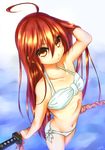  absurdres bikini gundam00uc highres long_hair red_eyes red_hair shakugan_no_shana shana solo standing swimsuit sword weapon 