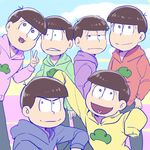  60s brothers commentary_request male_focus matching_outfit matsu_symbol matsuno_choromatsu matsuno_ichimatsu matsuno_juushimatsu matsuno_karamatsu matsuno_osomatsu matsuno_todomatsu multiple_boys oldschool osomatsu-kun osomatsu-san sextuplets shiho_1125 siblings sleeves_past_wrists 