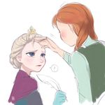  ? a-ka anna_(frozen) blue_eyes blush brown_hair elsa_(frozen) frozen_(disney) multiple_girls quill siblings silver_hair simple_background sisters tiara 