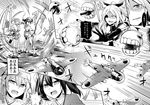  aircraft airplane armored_aircraft_carrier_oni bow_(weapon) comic greyscale hiryuu_(kantai_collection) kantai_collection monochrome multiple_girls rui_shi_(rayze_ray) souryuu_(kantai_collection) translated weapon 