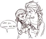  a-ka anna_(frozen) elsa_(frozen) frozen_(disney) greyscale monochrome multiple_girls siblings sisters younger 