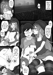  1girl anus blush breasts comic english erection femdom foreskin ghettoyouth glasses greyscale handjob hat hetero highres long_hair minami_hana_(ghettoyouth) monochrome movie_theater navel nipples one_eye_closed original panties panty_pull penis pubic_hair pussy shirt_lift small_breasts spread_pussy striped striped_legwear surprised thighhighs uncensored underwear 