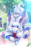  colorful cornflower creature day fate/grand_order fate_(series) flower flower_pot fou_(fate/grand_order) no_humans outdoors petals plant potted_plant purple_eyes semi_(delcatty) solo tree walking 