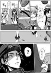  5girls ? admiral_(kantai_collection) akashi_(kantai_collection) akatsuki_(kantai_collection) alternate_costume barefoot christmas_tree comic covering_mouth glasses greyscale hand_over_own_mouth hat ikazuchi_(kantai_collection) kantai_collection long_hair minarai mittens monochrome multiple_girls northern_ocean_hime ooyodo_(kantai_collection) santa_hat scarf shinkaisei-kan sleeve_tug spoken_question_mark tears translated 