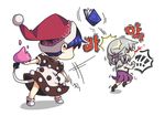  ?!! blob blood blue_hair book doremy_sweet dream_soul dress hat jacket kishin_sagume multiple_girls nightcap ori_(yellow_duckling) pom_pom_(clothes) purple_dress shirt short_hair silver_hair single_wing skirt socks tail tapir_tail throwing touhou wings 