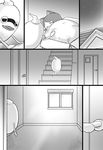  cardboard_box cat closed_eyes comic ghost greyscale half-closed_eyes in_box in_container indoors jibanyan monochrome no_humans notched_ear shiranami_(kominato) sleeping smile whisper_(youkai_watch) youkai youkai_watch 