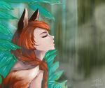  animal_ears anna_(frozen) closed_eyes fox_ears fox_tail frozen_(disney) kemonomimi_mode orange_hair solo tail tin994 upper_body 