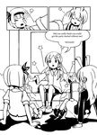  adrian_ferrer animal_ears bunny_ears bunny_tail collarbone comic english extra_ears frog_hair_ornament greyscale hair_ornament hair_ribbon kneehighs kochiya_sanae konpaku_youmu konpaku_youmu_(ghost) long_hair mary_janes monochrome multiple_girls open_mouth outstretched_arms pencil_skirt puffy_short_sleeves puffy_sleeves punching reisen_udongein_inaba ribbon shoes short_hair short_sleeves sitting skirt slapping snake_hair_ornament star tail touhou vest 