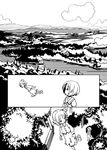  adrian_ferrer aki_shizuha comic english eye_contact flying forest gensoukyou greyscale leaf leaf_on_head looking_at_another lunasa_prismriver monochrome multiple_girls nature river short_hair touhou 