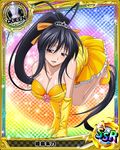  all_fours antenna_hair bare_shoulders black_hair blush breasts card_(medium) character_name chess_piece cleavage flower gloves hanging_breasts high_heels high_school_dxd himejima_akeno huge_breasts long_hair no_socks official_art parted_lips queen_(chess) shiny shiny_skin solo trading_card very_long_hair yellow_gloves 