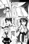  2girls admiral_(kantai_collection) comic commentary greyscale haruna_(kantai_collection) hibiki_(kantai_collection) kantai_collection monochrome multiple_girls nontraditional_miko panties school_uniform serafuku teruui thighhighs translated underwear 