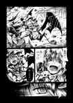  :o bat_wings blush comic dress emphasis_lines eyebrows_visible_through_hair face greyscale hat mob_cap monochrome open_mouth remilia_scarlet rock shirayuki_mutsumi shouting speech_bubble surprised touhou translation_request vampire wings 