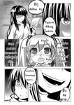  2girls catstudioinc_(punepuni) character_request close-up comic fangs greyscale hime_cut holding_photo kaito left-to-right_manga long_hair mikudayoo monochrome multiple_girls photo_(object) shaded_face spring_onion sweat thai translation_request turn_pale twintails vocaloid 