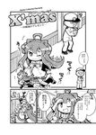  &gt;_&lt; 1boy 1girl admiral_(kantai_collection) ahoge bare_shoulders closed_eyes comic detached_sleeves double_bun flying_sweatdrops greyscale hat herada_mitsuru highres kantai_collection kongou_(kantai_collection) long_hair long_sleeves military military_uniform monochrome nontraditional_miko one_eye_closed peaked_cap sleeves_past_wrists translation_request uniform wavy_mouth wide_sleeves 