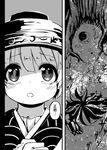  berabou bowl checkered comic greyscale hat highres horns japanese_clothes kijin_seija kimono minigirl monochrome multicolored_hair multiple_girls short_hair streaked_hair sukuna_shinmyoumaru touhou translated 