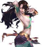  arm_up armpits artist_request brown_hair chaos_online hair_over_one_eye lips long_hair midriff official_art parted_lips pointy_ears silk_(chaos_online) solo transparent_background 