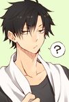  ? akaashi_keiji black_hair green_background haikyuu!! looking_at_viewer male_focus rio_(rio_01) sanpaku solo towel towel_around_neck yellow_eyes 