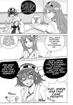  absurdres anger_vein angry bare_shoulders breaking collarbone comic detached_sleeves drie english engrish greyscale hairband haruna_(kantai_collection) headgear hiei_(kantai_collection) highres indoors japanese_clothes kantai_collection long_hair looking_at_another monochrome multiple_girls nontraditional_miko photo pillow ranguage reverse_translation shaded_face short_hair speech_bubble tatami very_long_hair 