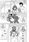  2girls absurdres admiral_(kantai_collection) akashi_(kantai_collection) bare_shoulders comic drie english greyscale hazmat_suit headgear highres japanese_clothes kantai_collection kongou_(kantai_collection) mask monochrome multiple_girls nontraditional_miko sleeveless 